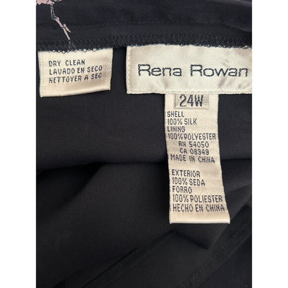 Vintage Y2K Rena Rowan Plus Size Navy Blue Floral Silk Maxi Skirt 24W Whimsigoth - Picture 3 of 4